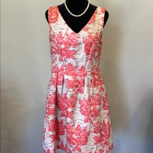 Floral Sleeveless Dress - Pink and White